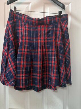 Torrid Mini Twill Pleated Skater Skirt Red Blue Plaid NEW WITH TAGS size 1 [1XL]